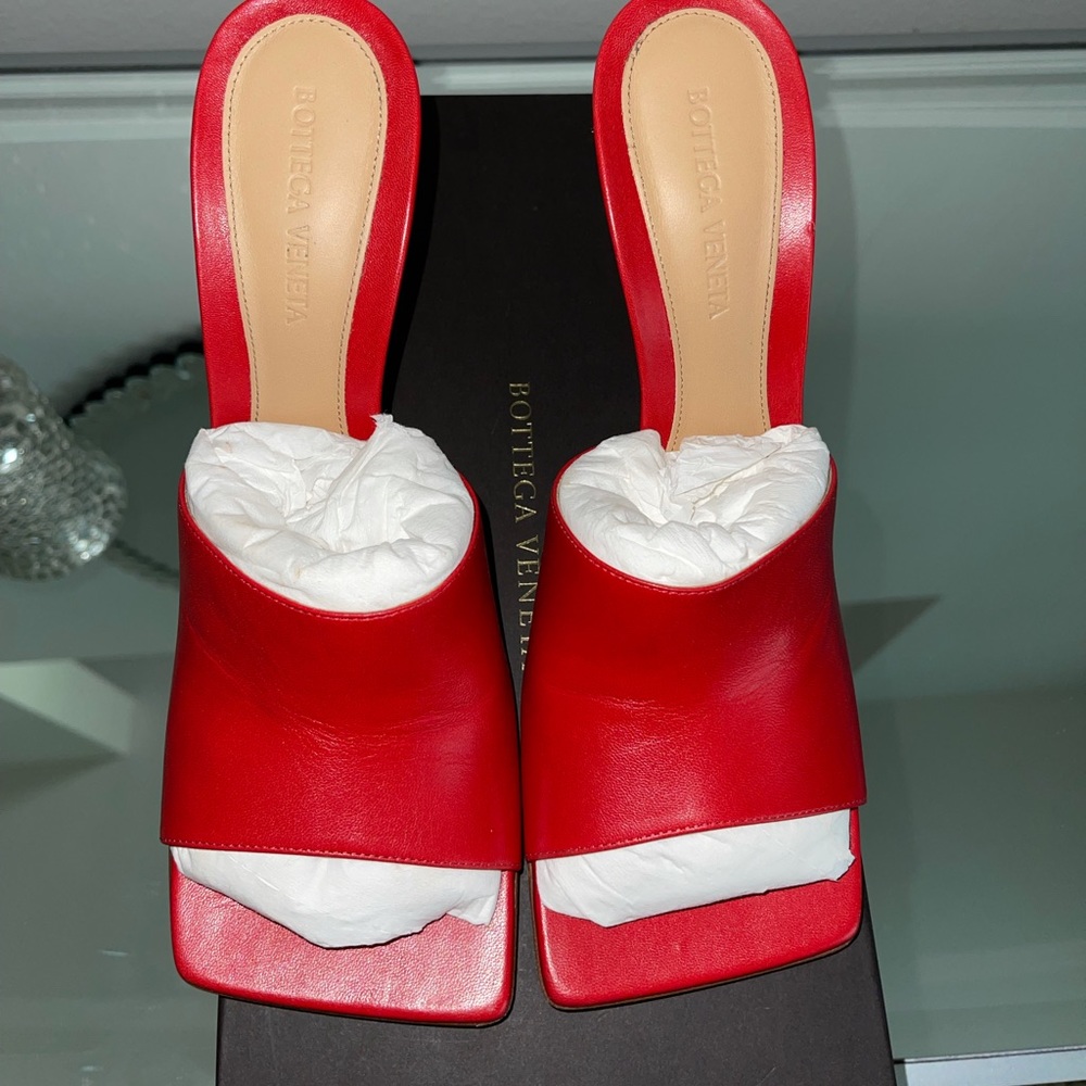 Bottega Red Stretch Sandals